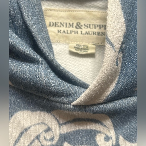 Denim & Supply Ralph Lauren Denim Blue Floral Hoodie Pullover - XXL - Picture 2 of 5